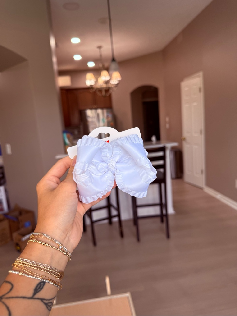 White Kids Hair Bow Clip - Classic Ribbon Style